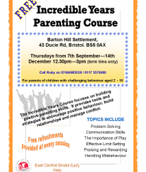 FREE Incredible Years Parenting Course starting in September