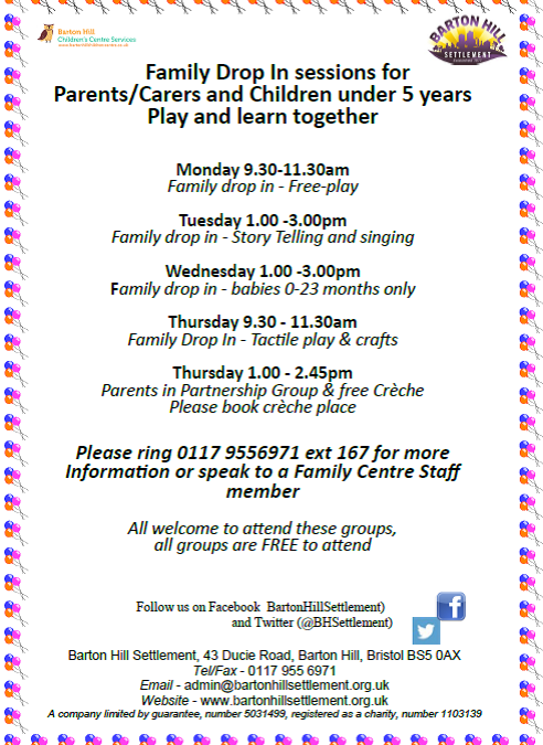 Barton Hill Settlement family drop-in sessions
