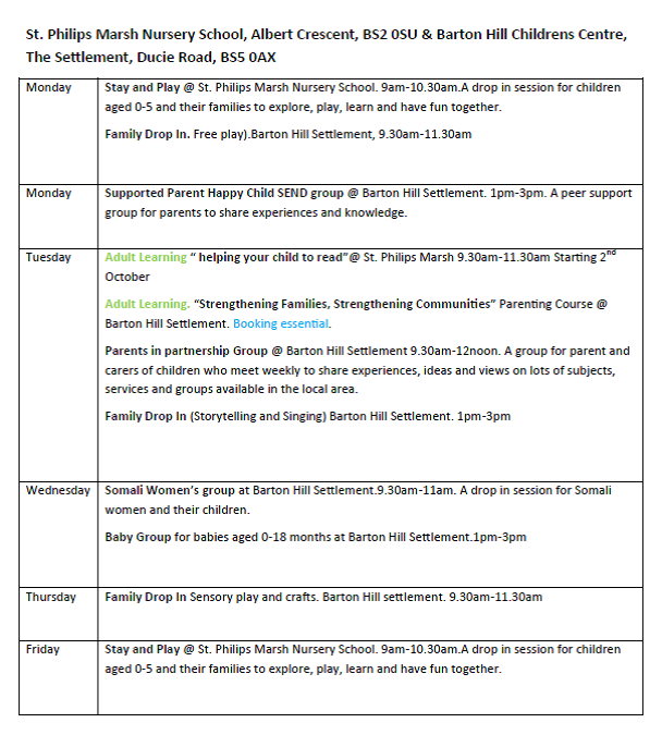 What’s on at Barton Hill Children’s Centre