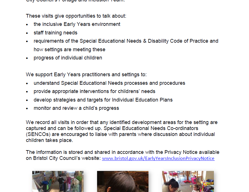 Bristol Early Years Portage and Inclusion Team – who are they and what do they do?