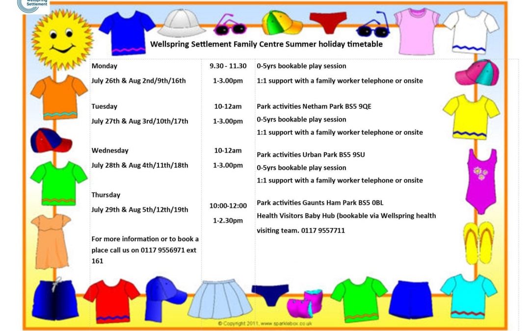Family Centre Summer holiday activities
